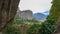 Meteors or Meteora, panoramic view from the plateau to the valley of Thessaly