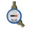 Meter counter. Water power measurement. Cold water meter to record consumption. Isolated vector cartoon icon on white