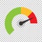 Meter dashboard icon in flat style. Credit score indicator level