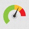 Meter dashboard icon in flat style. Credit score indicator level