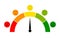 Meter icons. Speedometer with scale emotion satisfaction and stress. Score of customer. Rating, feedback of client. Level measure