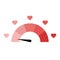 Meter of love. Love measuring icon. Lovemeter illustration. Illustration with red love speedometer on white background. Trend flat