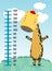 Meter wall with giraffe. Cheerful funny giraffe height. wall height meter with cute smiling african animal.vector illustration.