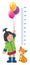 Meter wall or height chart with girl and kitten