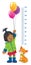 Meter wall or height chart with girl and kitten