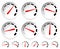 Meters, dials with red pointer. Speedometer, manometer, pressure