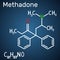 Methadone Dolophine molecule. Structural chemical formula an