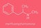 Methamphetamine crystal meth, methamfetamine stimulant drug molecule. Skeletal formula.