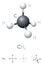 Methane, CH4, molecule model and chemical formula