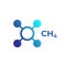 Methane molecule, ch4 icon on white