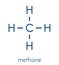 Methane natural gas molecule. Main component of natural gas and LNG liquefied natural gas and biogas, produced by fermentation..