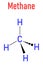 Methane natural gas molecule. Skeletal formula.