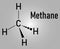 Methane natural gas molecule. Skeletal formula.