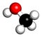 Methanol methyl alcohol, MeOH molecule. Highly toxic. 3D rendering. Atoms are represented as spheres with conventional color.