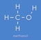 Methanol methyl alcohol, MeOH molecule. Highly toxic. Skeletal formula.