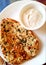 Methi paratha with yogurt dip