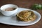 Methi poori made of whole wheat flour mixed with Fenugreek leaves, taste good if served with curd mixed with Indian masala