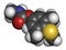 Methiocarb pesticide molecule. 3D rendering. Atoms are represented as spheres with conventional color coding: hydrogen white,.