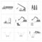Method statement of construction pile driving and foundation work icons, Vector, Illustration