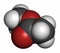 Methyl acetate solvent molecule. Atoms are represented as spheres with conventional color coding: hydrogen (white), carbon (grey