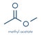 Methyl acetate solvent molecule. Skeletal formula.