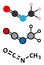 Methyl isocyanate (MIC) toxic molecule. Important chemical that was responsible for thousands of deaths in the Bhopal disaster