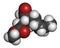 Methyl jasmonate plant stress signal molecule. 3D rendering. Atoms are represented as spheres with conventional color coding:.