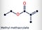 Methyl methacrylate, MMA molecule. It is methyl ester of methacrylic acid, is monomer  for the production of polymethyl