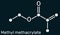 Methyl methacrylate, MMA molecule. It is methyl ester of methacrylic acid, is monomer  for the production of polymethyl