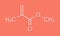 Methyl methacrylate molecule, polymethyl methacrylate or acrylic glass building block. Skeletal formula.