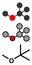 Methyl tert-butyl ether (MTBE, tBME) gasoline additive molecule