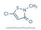 Methylchloroisothiazolinone preservative molecule, chemical structure. Often used in water-based products, e.g. cosmetics..