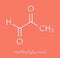 Methylglyoxal pyruvaldehyde molecule. Produced by glycolysis; is cytotoxic. Skeletal formula.