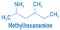 Methylhexanamine, dimethylamylamine, DMAA stimulant molecule. Skeletal formula.