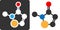 Methylisothiazolino ne (MIT, MI) preservative molecule, flat icon style. Atoms shown as color-coded circles (oxygen - red, carbon