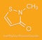 Methylisothiazolinone MIT, MI preservative molecule, chemical structure. Often used in water-based products, e.g. cosmetics..