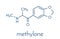 Methylone bk-MDMA stimulant molecule. Used as recreational drug. Skeletal formula.