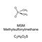 Methylsulfonylmethane, MSM, chemical formula and skeletal structure