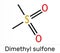 Methylsulfonylmethane, MSM, methyl sulfone, dimethyl sulfone molecule. Skeletal chemical formula