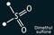 Methylsulfonylmethane, MSM, methyl sulfone, dimethyl sulfone molecule. Skeletal chemical formula, dark blue background