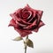 Meticulous Photorealistic Red Rose Bud On White Background