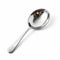 Meticulous Photorealistic Silver Serving Spoon On White Background