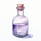 Meticulous Watercolor Illustration Of Purple Liquid In Glass Bottle