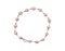A meticulously crafted necklace, presenting multiple lustrous pink pearls threaded together. Enhanced by a finely detailed
