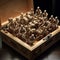 Meticulously Crafted Wooden Box with Miniature Robotic Arms