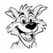 Meticulously Designed Cartoon Wolf Head With Smiling Mouth