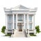 Meticulously Detailed 3d Greek Revival Mansion On White Background