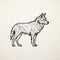 Meticulously Detailed Geometric Line Wolf Illustration In Simplified Structure