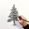 Meticulously Detailed Hand Drawing Of A Pine Tree