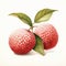 Meticulously Detailed Lychee Fruit Illustration On White Background